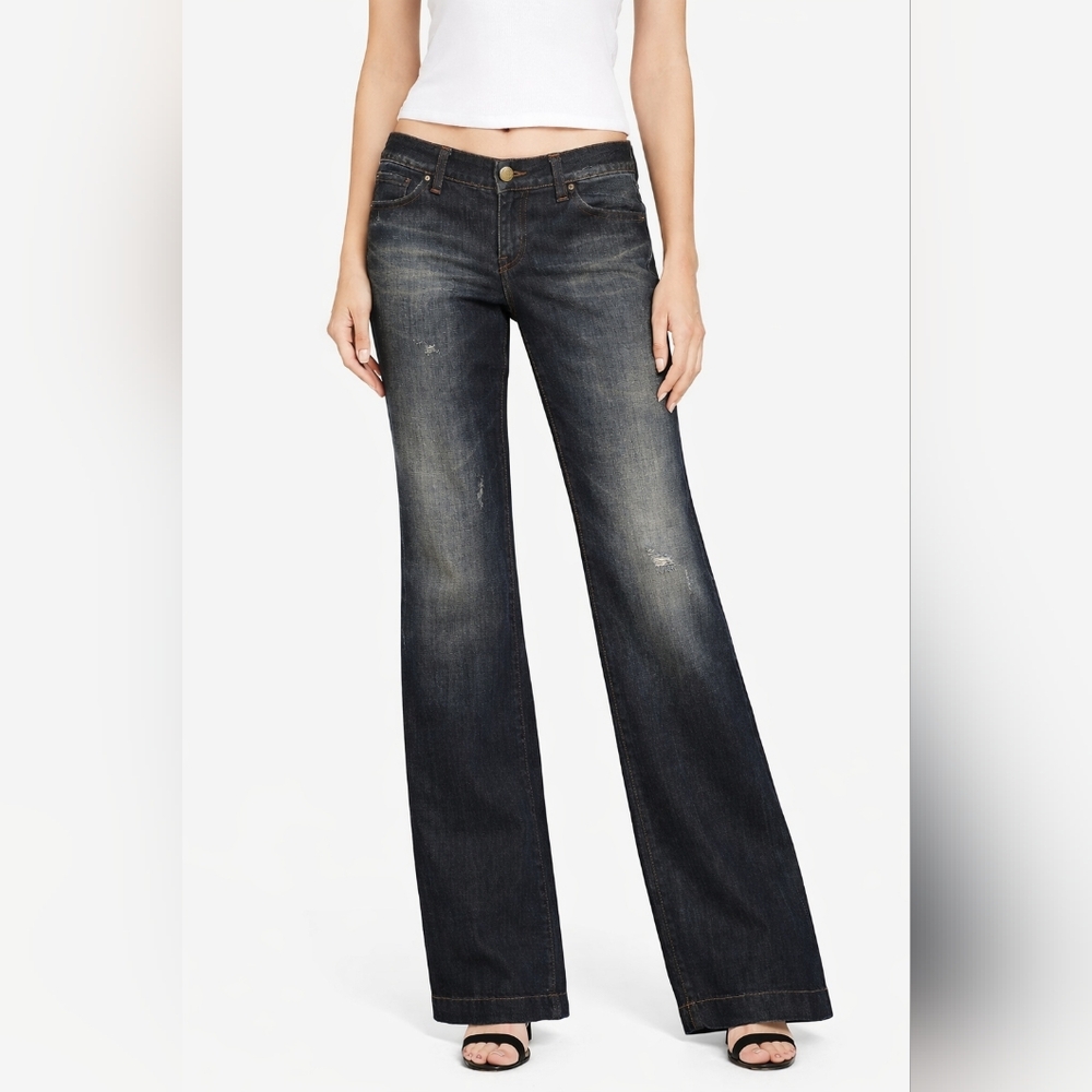 Just Cavalli Dark Wash Distressed Denim Jeans | Size 26 (IT 40) | Low Rise NWT
